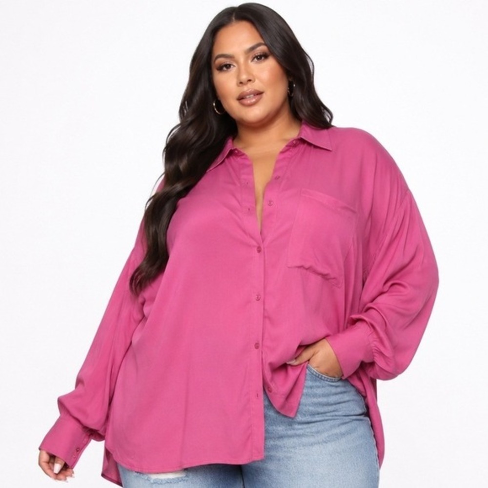 Torrid‎ Drop Shoulder Button-Front Shirt Chateau Rose Size 4 NWT